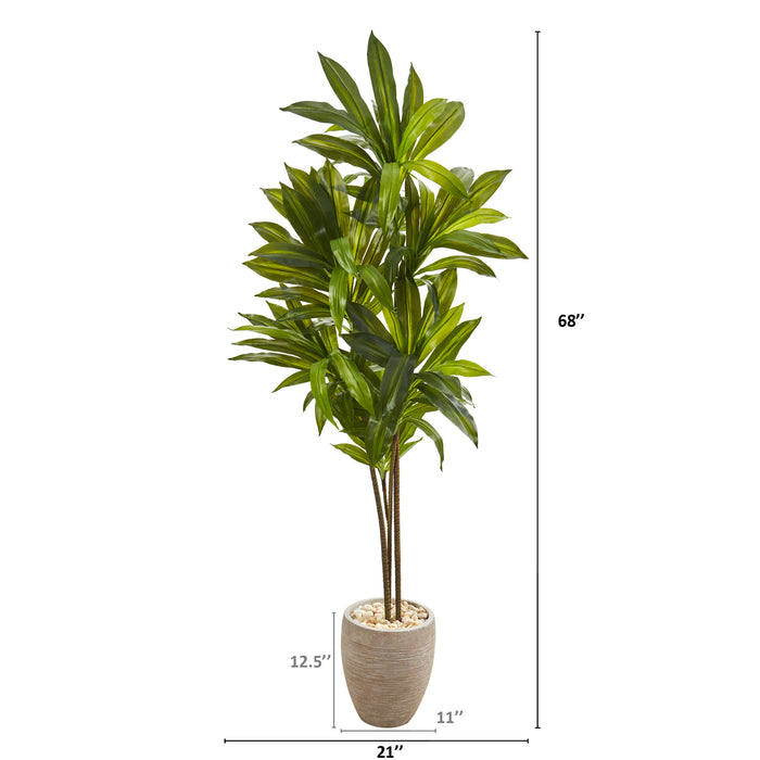 68” DRACAENA ARTIFICIAL PLANT IN SAND COLORED PLANTER (REAL TOUCH)