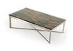 HYGGE CAVE | MOSAIC WOOD GLASS AND STEEL COFFEE TABLE 