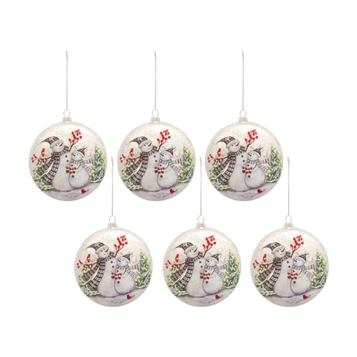 Snowman disc ornament, 6-piece set - hygge cave