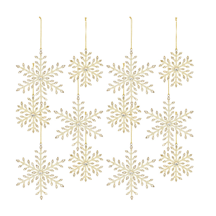 Glass Iridescent Snowflake Glass Ornament set - hygge cave