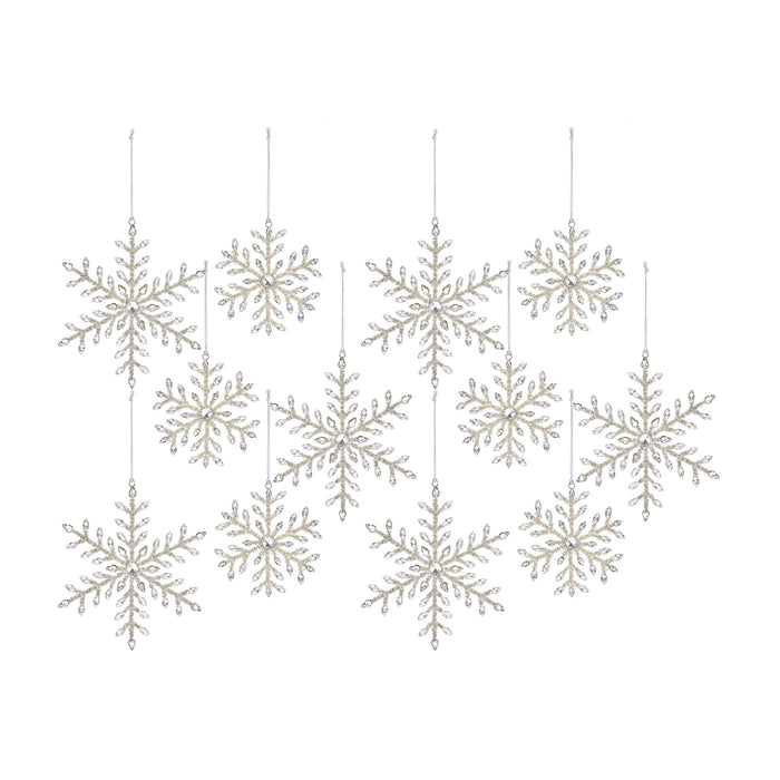 Glass Iridescent Snowflake Glass Ornament set - hygge cave