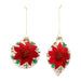 Six mercury glass Christmas ornaments with heat shrunk poinsettia decoration sleeve design - hyge cave