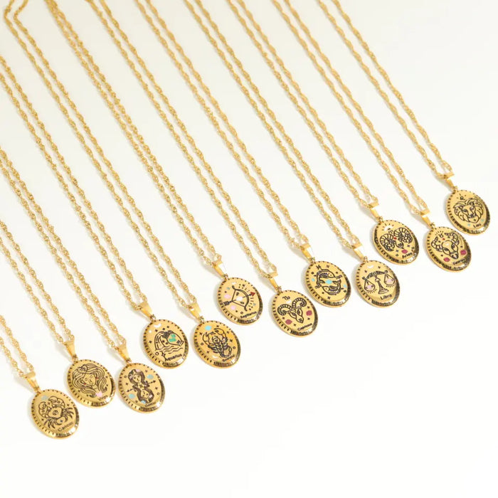 18K Gold Plated / Stainless Steel / Necklace / Vintage Pendant Necklace / Zodiac Pendant / Trendy Style / Excellent Quality