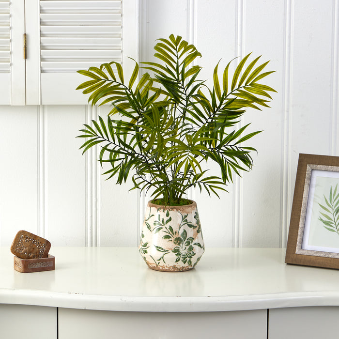 HYGGE CAVE | MINI ARECA PALM ARTIFICIAL PLANT IN FLORAL VASE