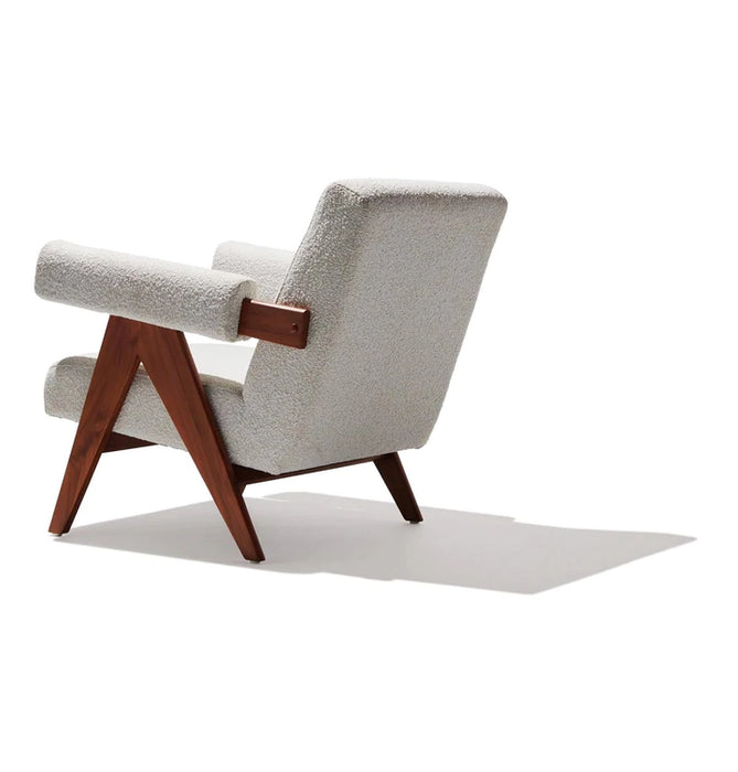 HYGGE CAVE | WALNUT & BOUCLE FABRIC LOUNGE CHAIR